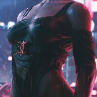 Арт Панам Палмер под дождём Cyberpunk 2077 